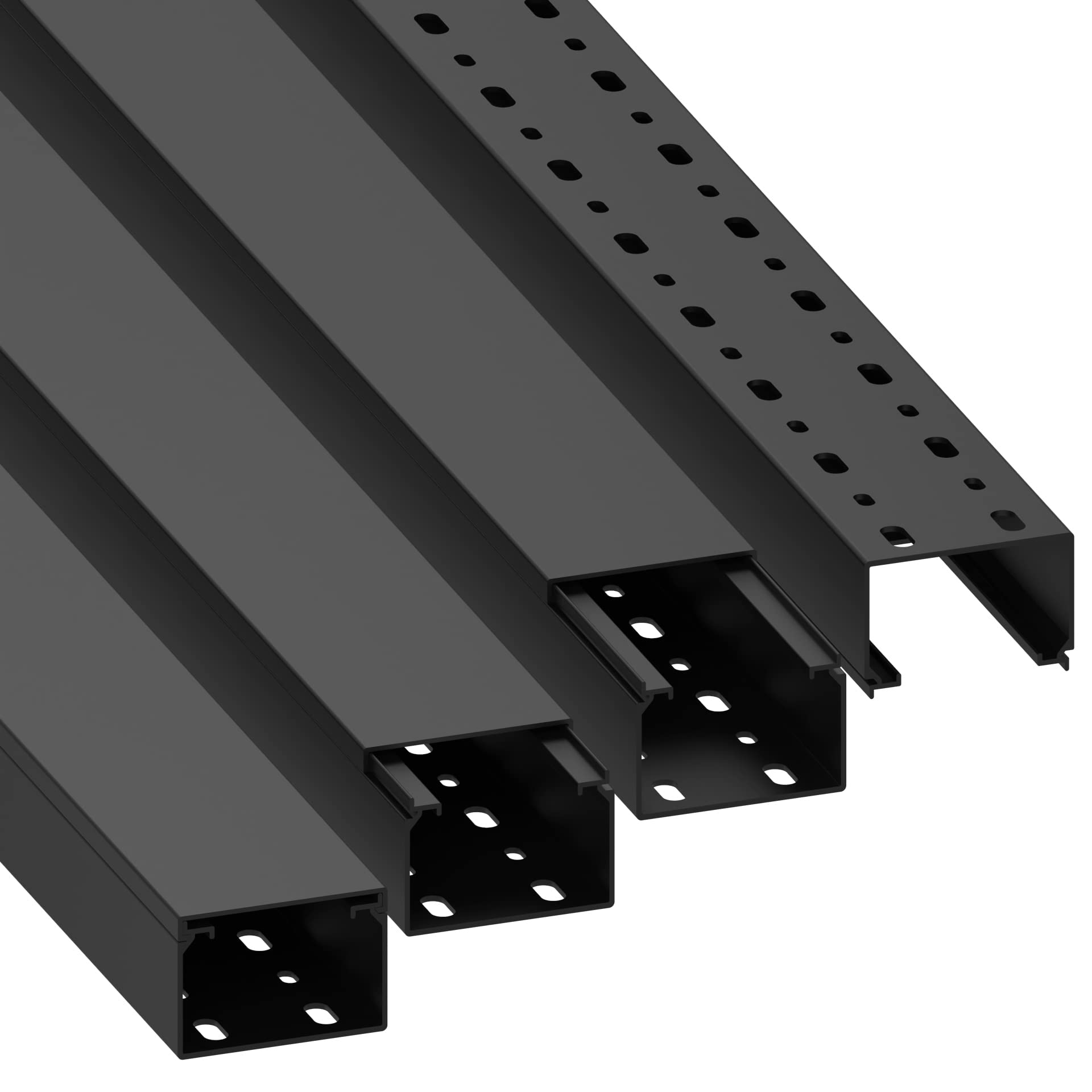 Habengut Cable duct (with mounting holes in the floor) 40x60 mm made of PVC, colour: black, length 4 m (4 x 1 m length)