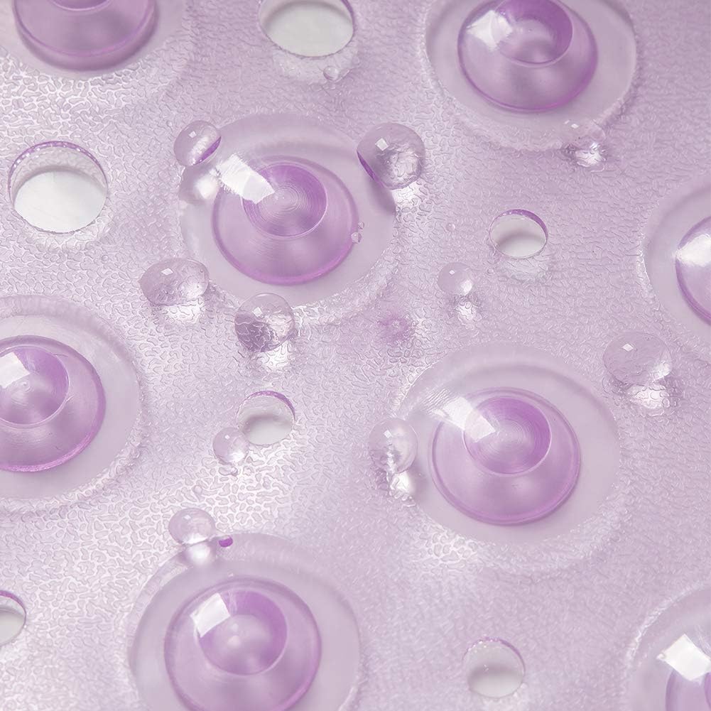 AmazerBath Bath Tub Mat, Extra Long 39 x 16 Inches Non-Slip Shower Mats with Suction Cups and Drain Holes, Bathtub Mats Bathroom Mats Machine Washable (Clear Purple): Home & Kitchen