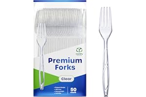 Comfy Package [50 Count] Premium Heavyweight Disposable Forks - Clear Forks, Cutlery, Perfect for Parties, Events, and Cateri