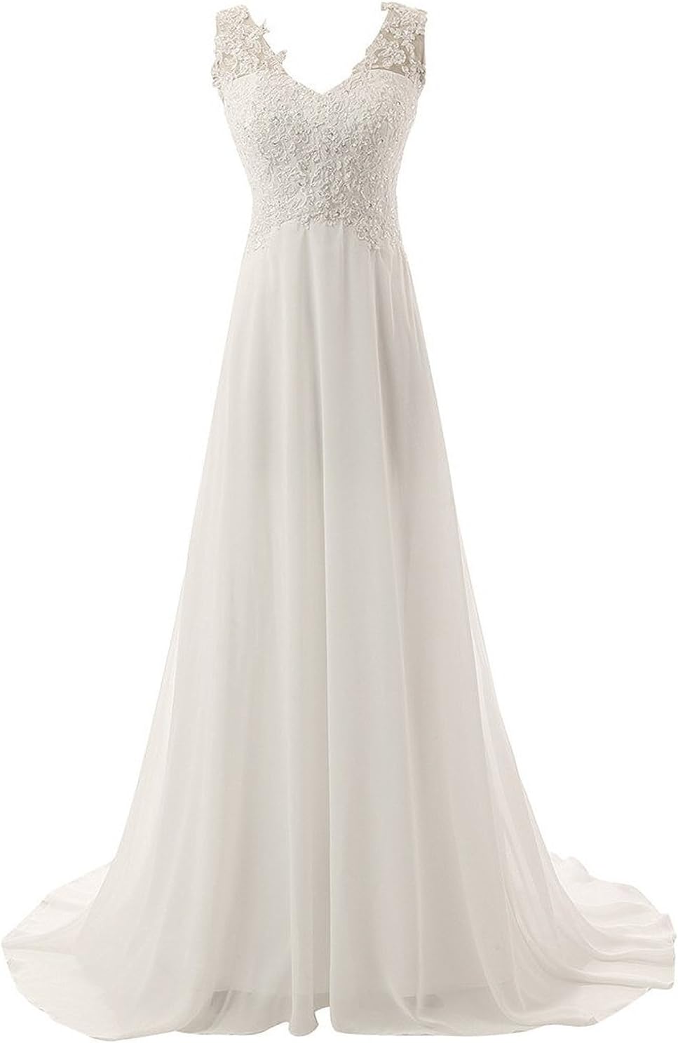 DressyMe Beach Wedding Dresses A-Line V-Neck Empire-Waist Party Gown Chiffon