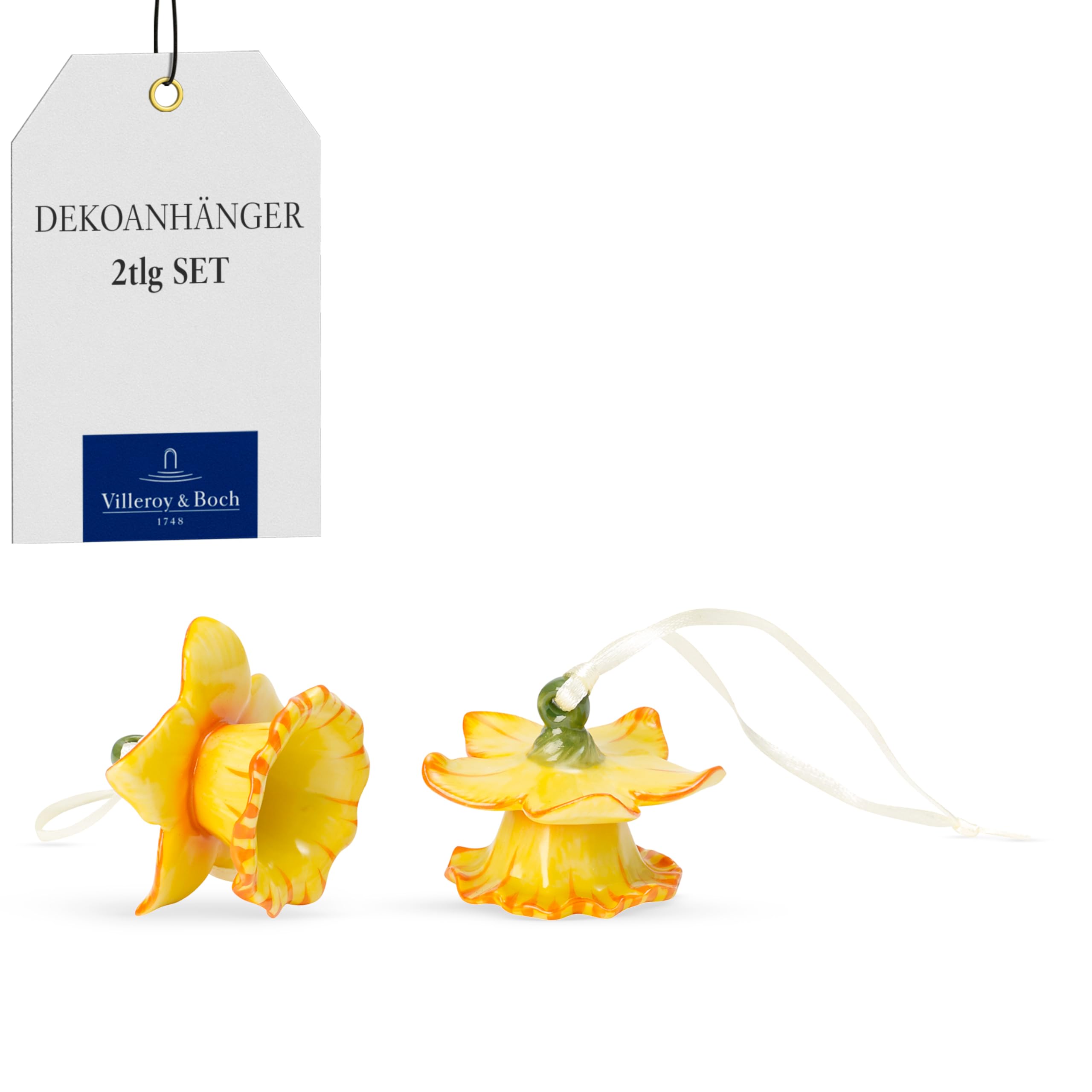 Villeroy & Boch Mini Daffodil Flower Bells, 2pc set, 4 cm, Porcelain, Yellow