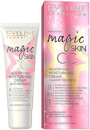 Eveline Cosmetics Magic Skin CC Feuchtigkeitscreme gegen Rötungen 8-in-1 mit Hyaluronsäure und Vitamin E, 50ml