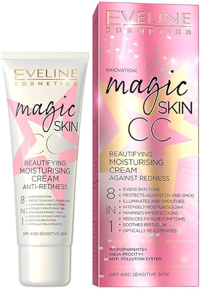 Eveline Cosmetics Magic Skin CC Feuchtigkeitscreme gegen Rötungen 8-in-1 mit Hyaluronsäure und Vitamin E, 50ml