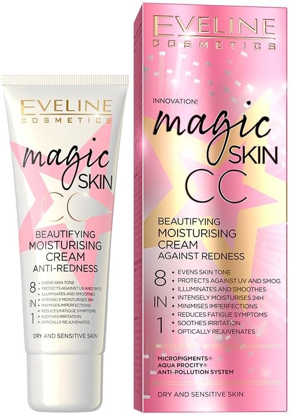 Eveline Cosmetics Magic Skin CC Feuchtigkeitscreme gegen Rötungen 8-in-1 mit Hyaluronsäure und Vitamin E, 50ml