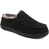 Meik Mangni Men's Slip On Moccasin Slippers Comfy Memory Foam House Shoes Warm Fuzzy Breathable Loafer Wide Slippers Indoor/Outdoor Rubber Sole