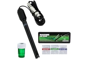 0-14 pH Electrode Probe BNC Connector, 300cm Cable for PH Meter Monitor Controller Test Sensor, Replacement Kit for Aquarium 
