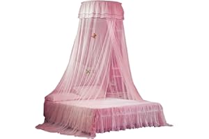 SIXRUN Bed Canopy, Universal Dome Net with Single Entrance Fine Mesh Luxurious Home Decor for Bedroom Fits Bed Size 1.2m to 1