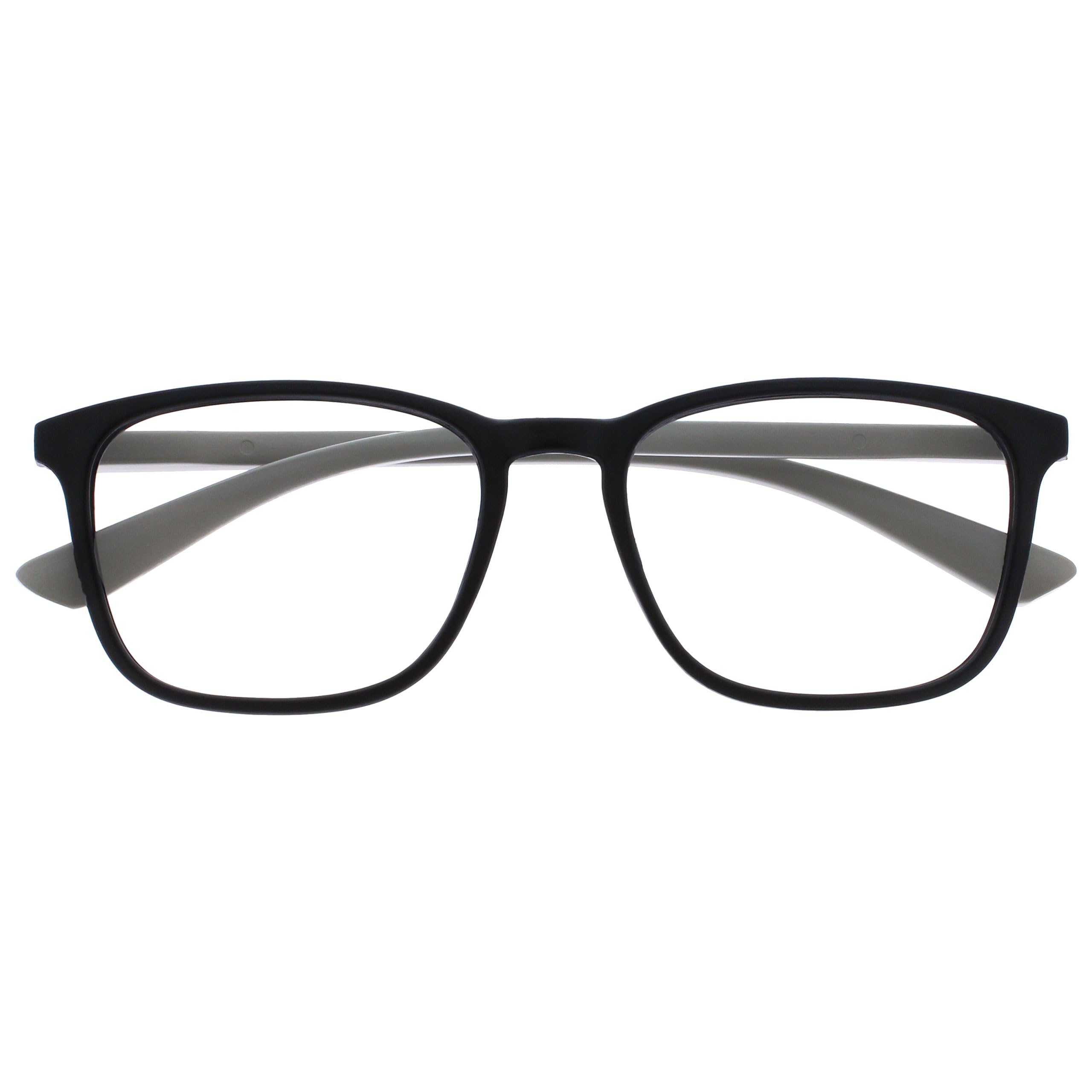 OPULIZE Max Reading Glasses - Classic Large Rectangular Frame - Matt Black with Grey Arms - Men's Women's Unisex - Spring Hinges - R78-1 - +1.50