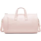 Leather Garment Bag Women, Carry on Garment Bag for Travel Convertible Garment Duffel Bag 2 in 1 Waterproof Foldable Travel Suit Bag Weekender Bag with Shoe Pouch