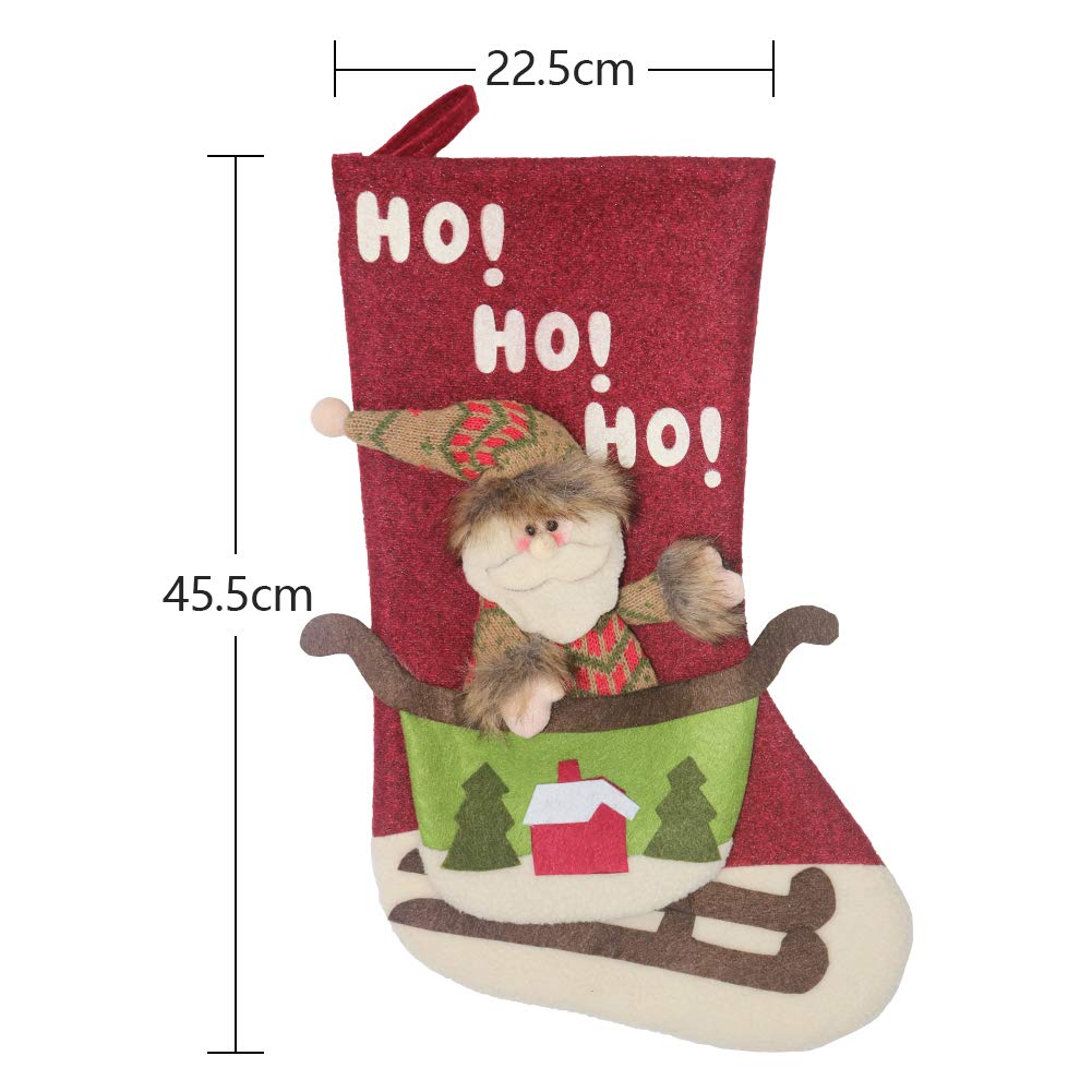 Christmas Stocking Set of 3, Xmas Sock Sack Gift Bag for Tree Decoration Christmas Ornament Candy Pouch Bag Theme Santa, Snowman, Reindeer