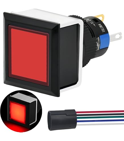 Switch Button Rectangle SPDT Panel Mount Switch 16mm Rectangular Momentary/Latching Illuminated ...
