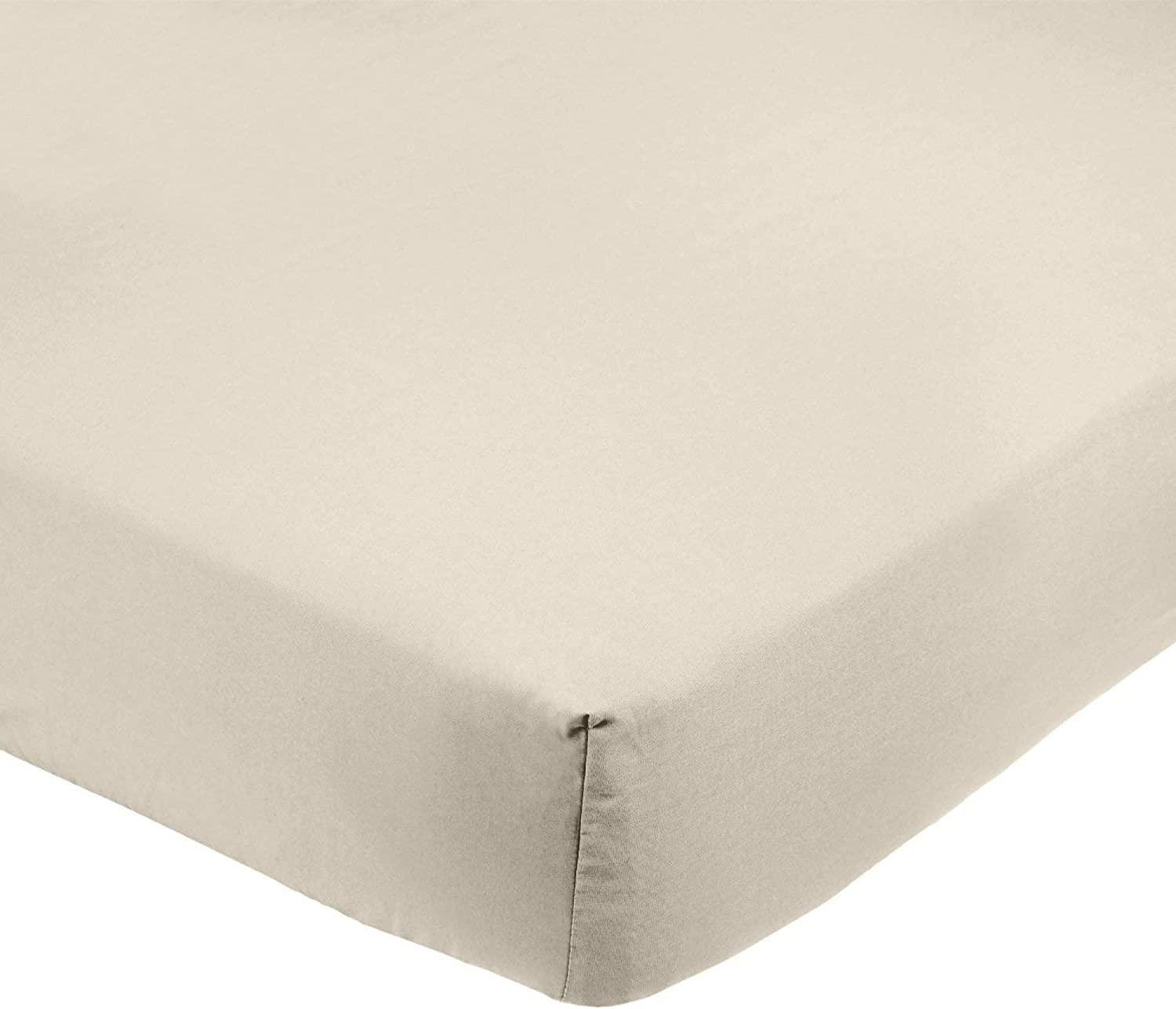 Amazon Basics Bedding Soft Microfibre Double Fitted Sheet with 12 inch (30 cm) Deep Pocket, 135 x 190 cm, Beige โ image 1