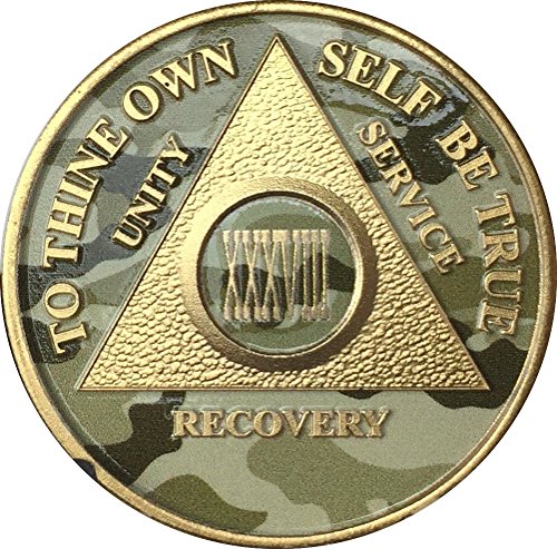 38 Year AA Medallion Camo Gold Plated Anniversary Chip Camouflage Color