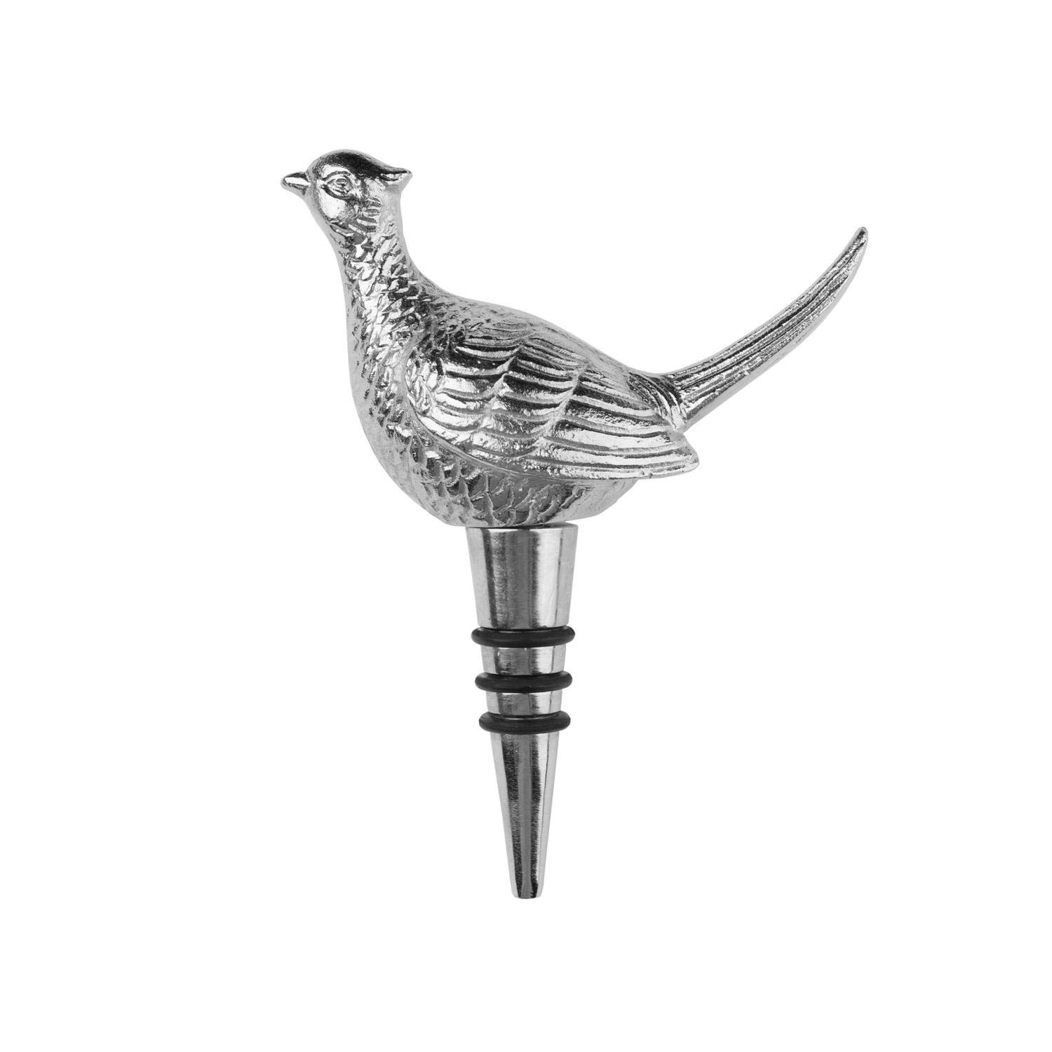 Hill 1975 Nickel Pheasant Bottle Stopper, METAL, Mixed, 0 x 5.5 x 10 cm