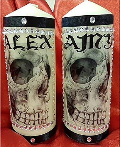 Handmade personalised skull candle. Choose your own name to be added