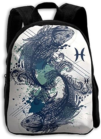 Gardenflower Graffiti Pisces 3D Printed Design School Backpacks Shoulders Bag For Boys Girls