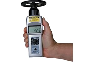 Shimpo DT-205LR-S12 Handheld Tachometer with 12" Wheel, LCD Display, 6 - 99999rpm Range