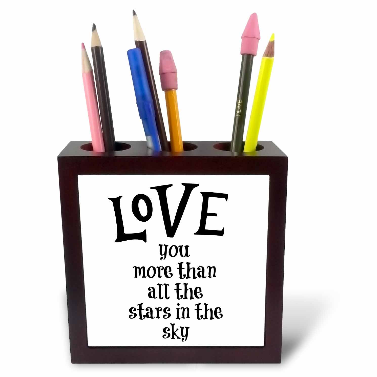 3dRose ph_253116_1 5-Inch Love You More than All the Stars in the Sky Tile Pen Holder