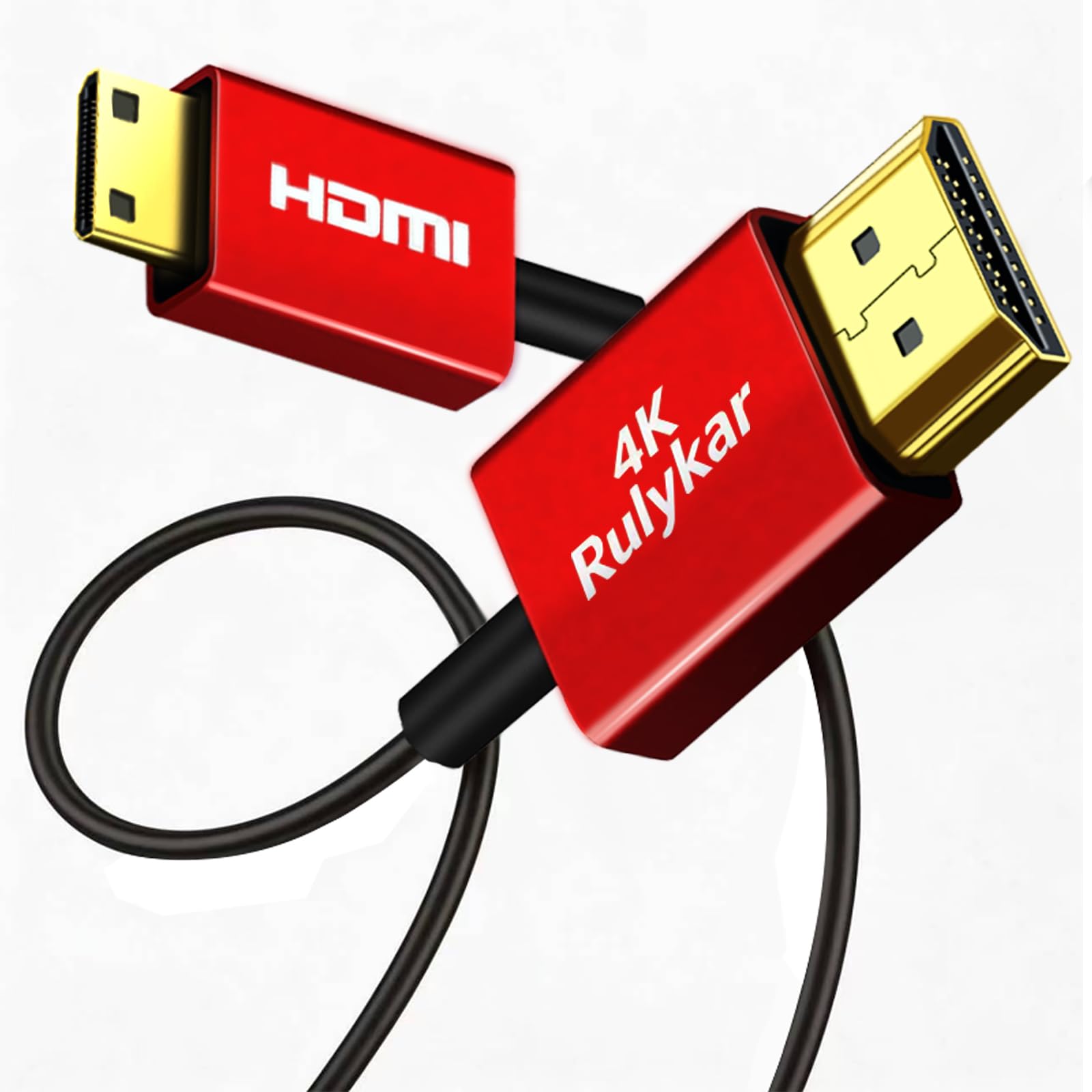Rulykar 4K Mini HDMI to HDMI 2.0 Cable 6.6ft/2m,Ultra High Speed 48Gbps Thin HDMI Cord Φ2.5mm,4K@60Hz,Compatible with Camera,Camcorder, Tablet and Graphics/Video Card, Laptop, and More