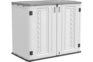 ADDOK Outdoor Horizontal Storage Sheds,Waterproof/Lockable Outdoor Storage Cabinet, Storage Sheds with Door for Storage of Child Bike, Trash Cans, Garden Tools, Lawn Mowers(26 cu ft)