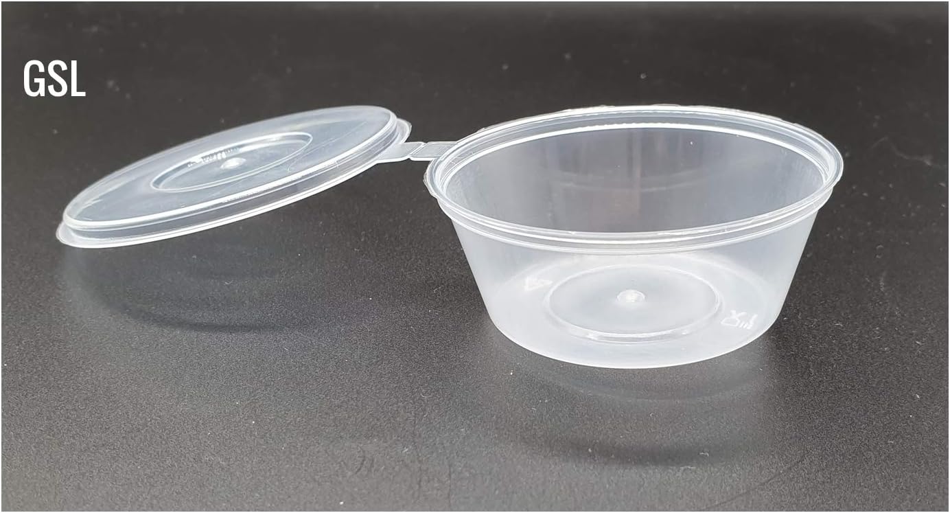 GSL 100 x 35ml Plastic Food Grade Storage Containers with Hinged Lids