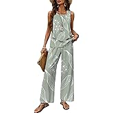 2 Piece Sets for Women Polka Dots Square Neck Tops Wide Leg Crop Pants Vacation Summer Travel Outfits