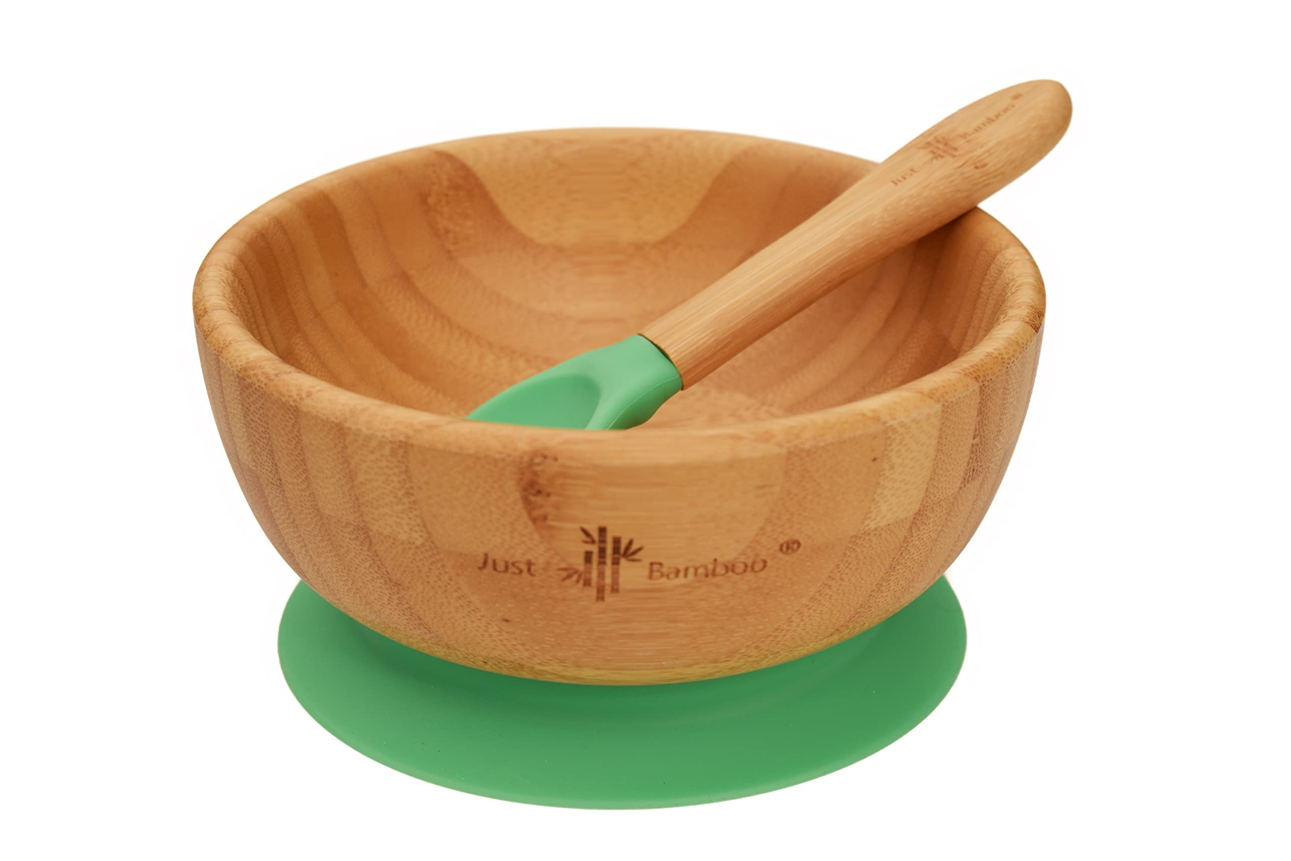 Just Bamboo ® Baby and Toddler Suction Bowl Set for Feeding and Weaning | Outstanding Suction | Bamboo Baby Suction Bowls with Matching Spoon Set from 6 Months