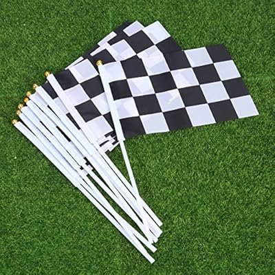 Tinksky 50pcs Mini Race Flags Checkered Hand Flag for Nascar Tiny Car Racing Flags (Black White)