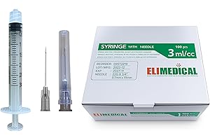 Elimedical Veterinary Syringe with Needle, Luer Lock 3cc (3ml), 22G x 3/4 inch (19mm), Individually Sealed, 100 per box, 03LT2219