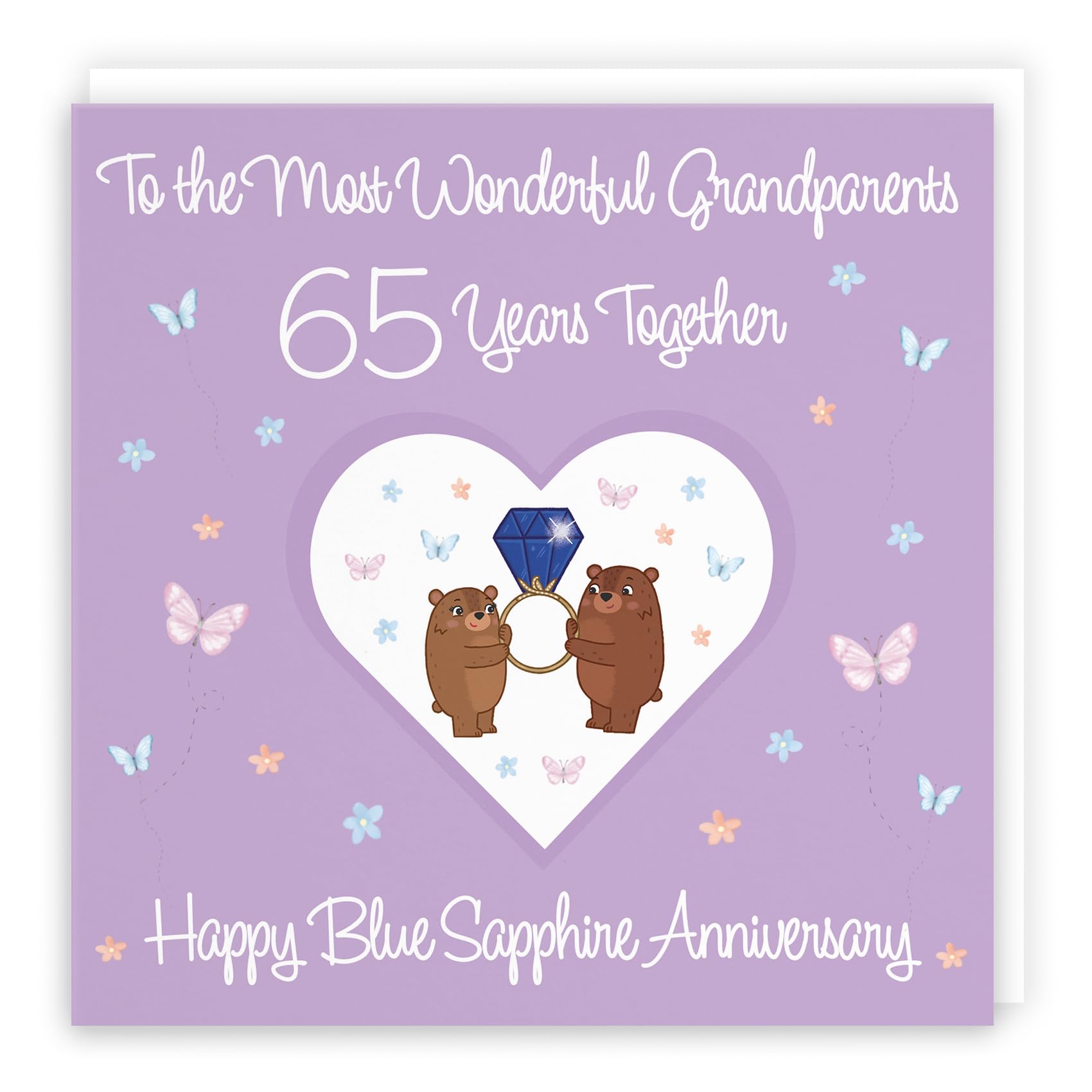Hunts England - Grandparents 65th Anniversary Card - 65 Years - Blue Sapphire Anniversary - Romantic Meadows - Fun Card - 65th Anniversary Card For Grandparents — image 1