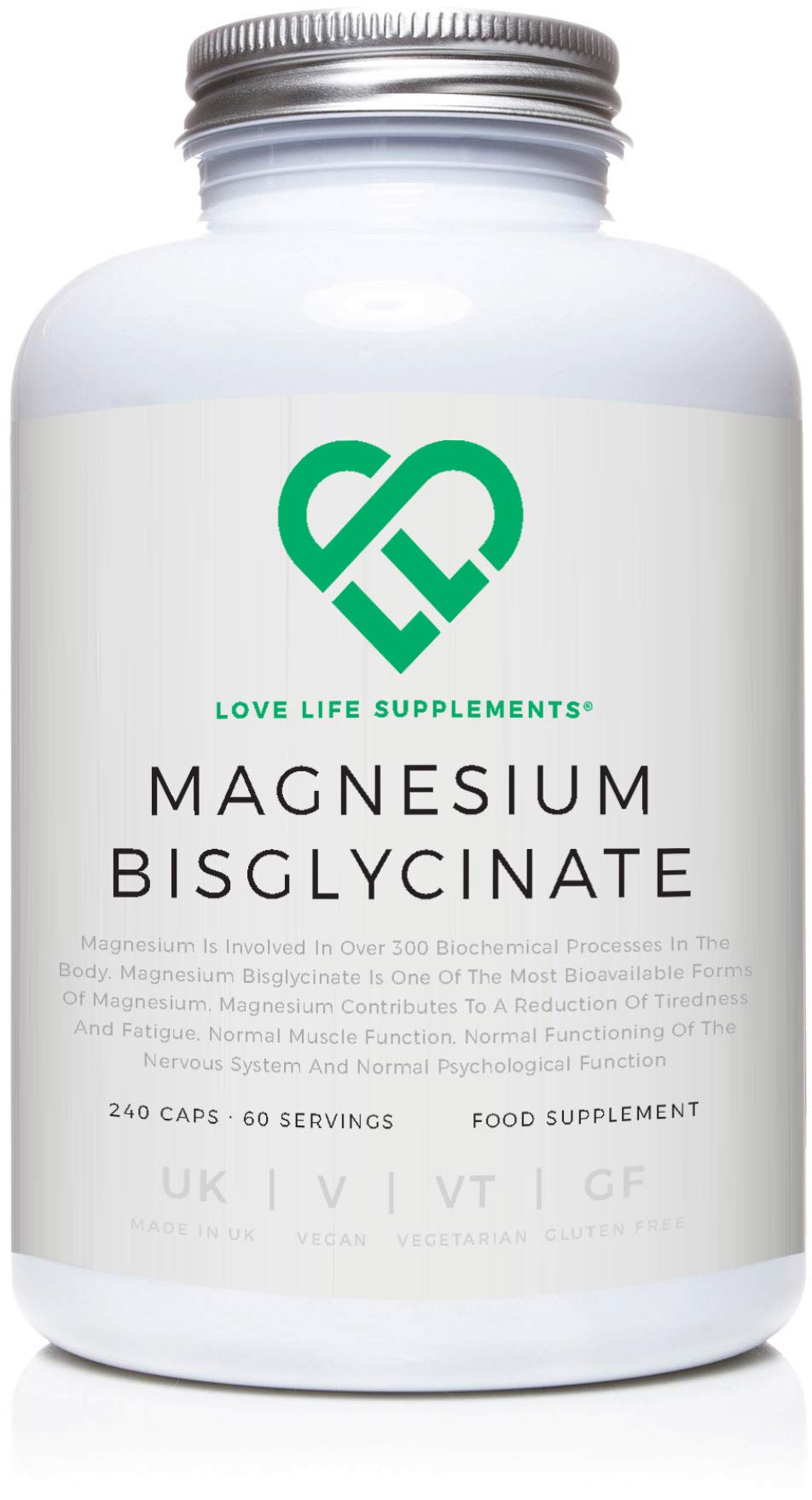 LLS Magnesium Bisglycinate (Chelated) Zero Bulking Agents 2500mg