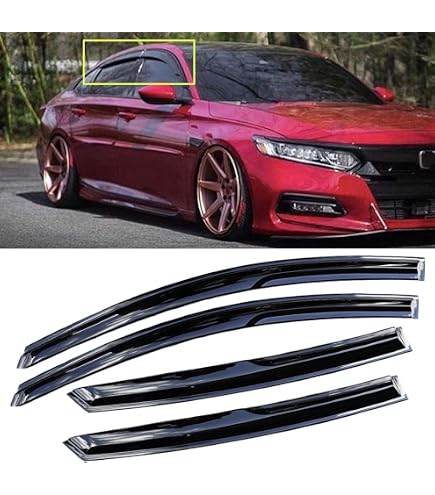 In-Channel Rain Guards Window Visors For 2013-2017 Honda Accord Sedan - Smoke Tinted, JDM Style
