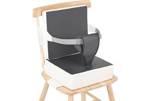CZRRZL Toddler Booster Seat for Dining Table, PU Waterproof Booster Seat for Table with Backrest and Adjustable Seat Belts Non-Slip Bottom Portable Travel Home Increasing Cushion for Kids Child Baby(GY+WH)