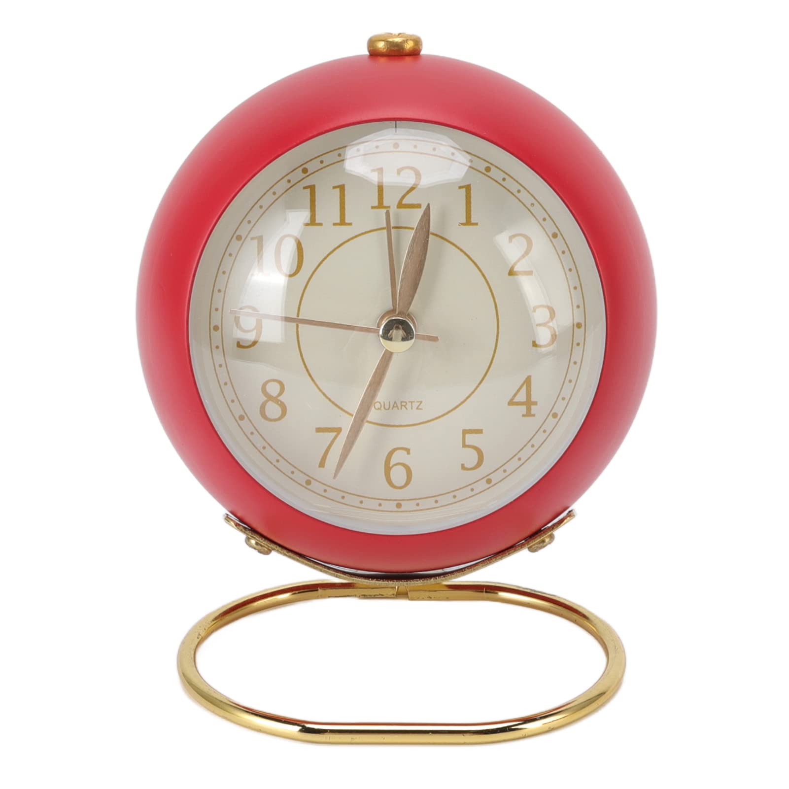 Retro Alarm Clock,Battery Operated Desk Clock,ound Ring Base Silent Bedroom Clock,Cute Quartz Alarm Clock with Ambient Night Light for Living Room Indoor Decoration