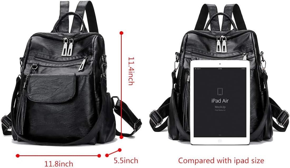 Artwell Backpack Purse for Women Fashion PU Leather Designer Travel Large Ladies Shoulder Bags Tote Tassel Rucksack (Wine Red) - Image 4