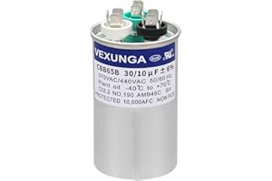VEXUNGA 30/10 uF 30+10 MFD 370VAC or 440VAC Dual Run Start Round A/C Capacitor CBB65 CBB65B Air Conditioner Capacitors for AC
