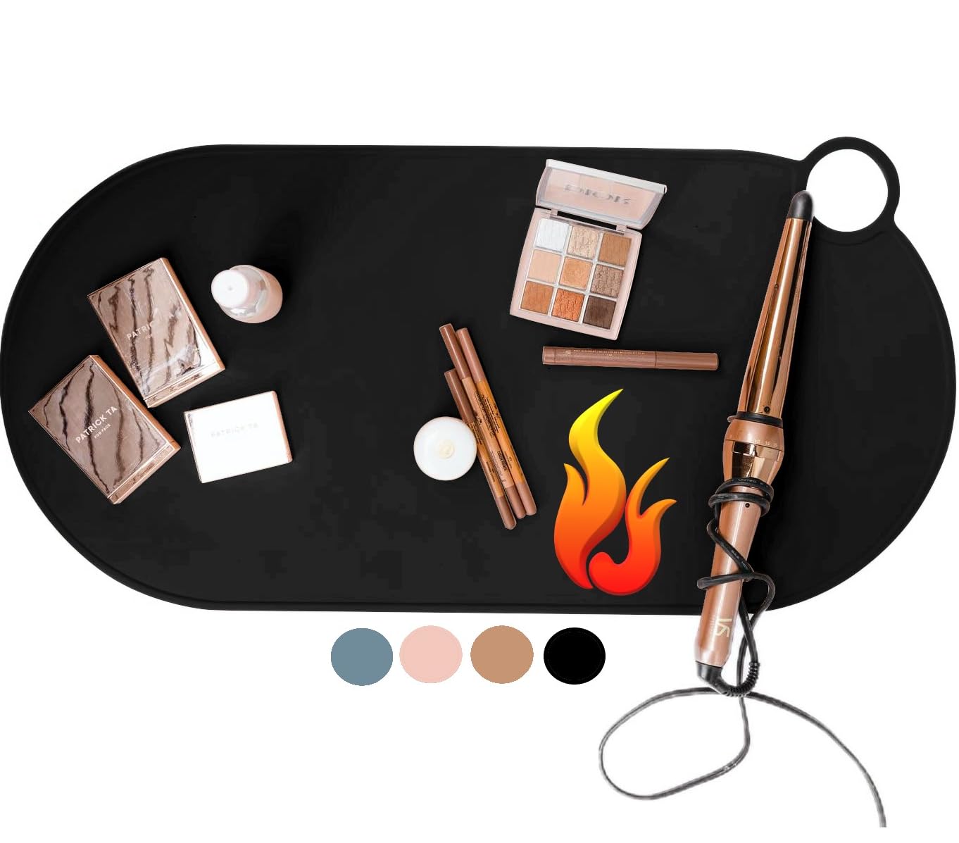 Photo 1 of Durable Silicone Vanity Makeup Mat - Heat Resistant, Portable, and Protective | Perfect for Travel and Daily Vanity Surface Protection (Black)
