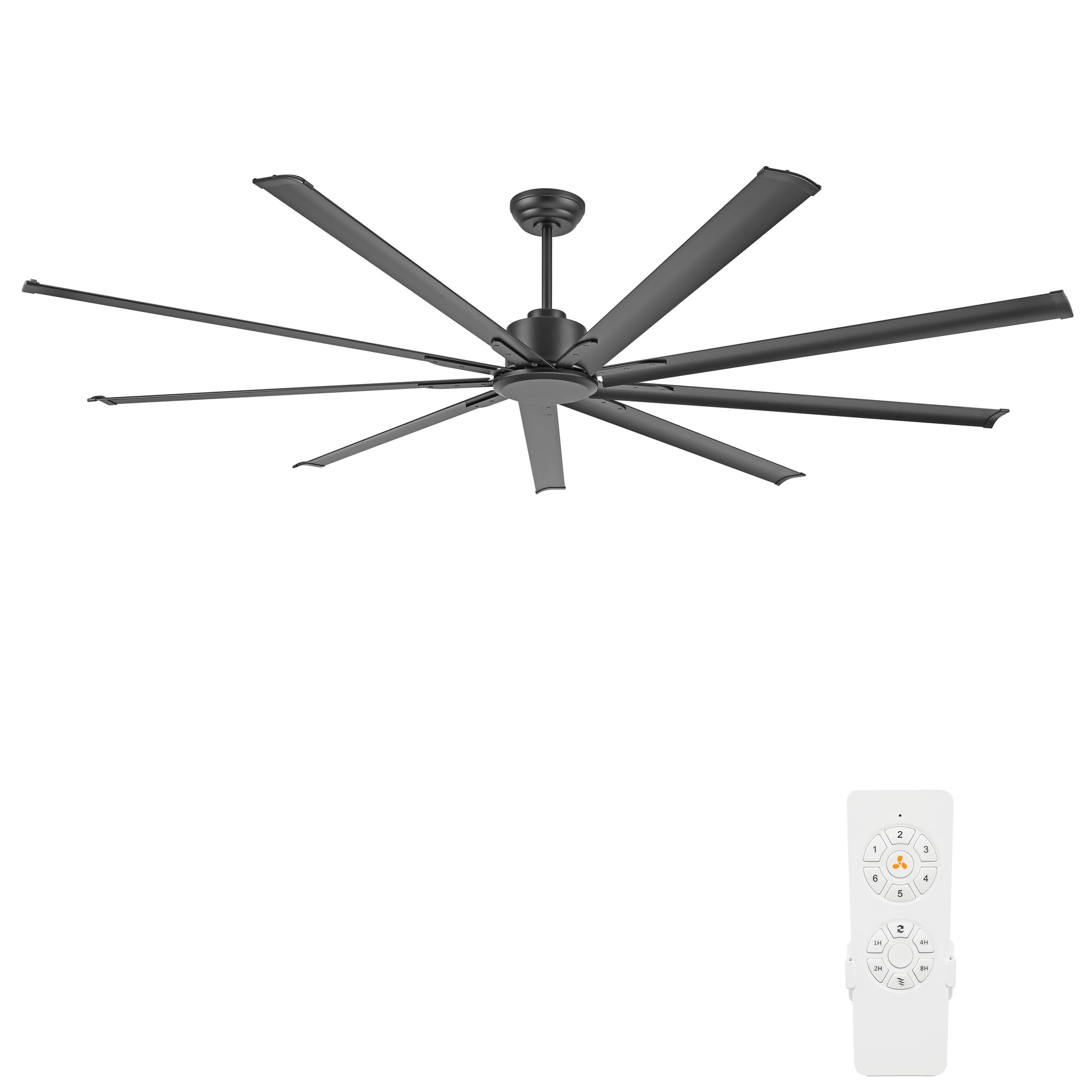 Photo 1 of WINGBO Black Industrial Ceiling Fan No Light 120", 9 Aluminum Blades, 6 Speed Remote Control, Reversible DC Motor, for Home and Commercial Use, Living Room/Shop/Warehouse