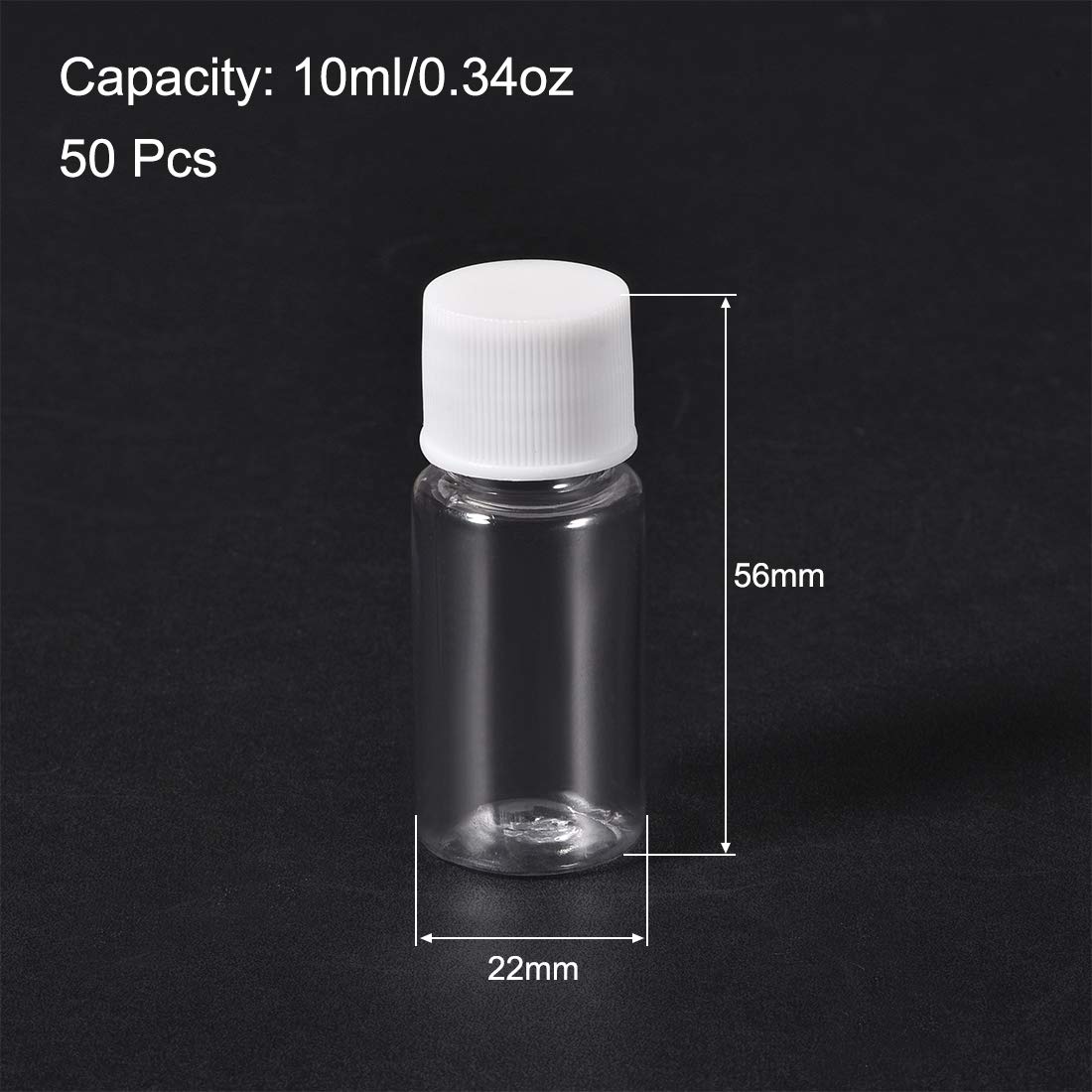 sourcing map Plastic Lab Chemical Reagent Bottle, 10ml/0.34oz Wide Mouth Sample Sealing Liquid Storage Container, Transparent 50pcs - Image 3