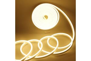 EverBright Led Neon Strip Lights 12V Indoor Outdoor 16.4Ft 600SMD Warm White Silicone Waterproof IP67 Flexible for Signboard 