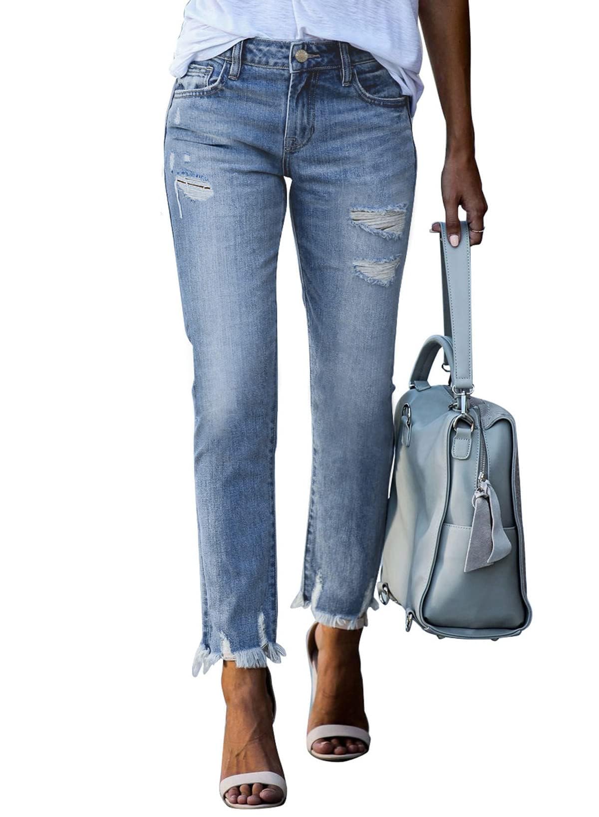 EVALESS Womens Jeans Stretchy High Waisted Pull On