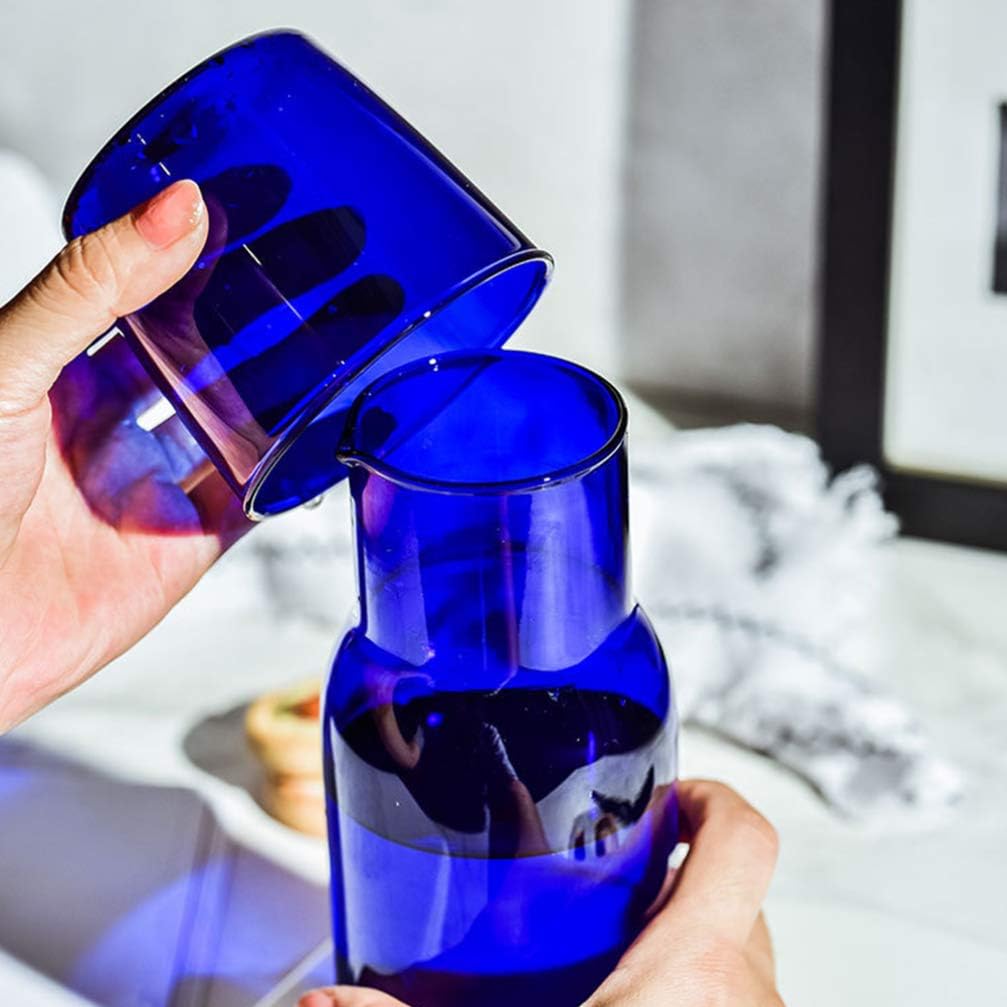 Cabilock Blue Glass Cup Set 7 Inch Tall Clear Drinking Glasses Tumblers for Water Juice Coffee Tea Home and Party Use - Image 5