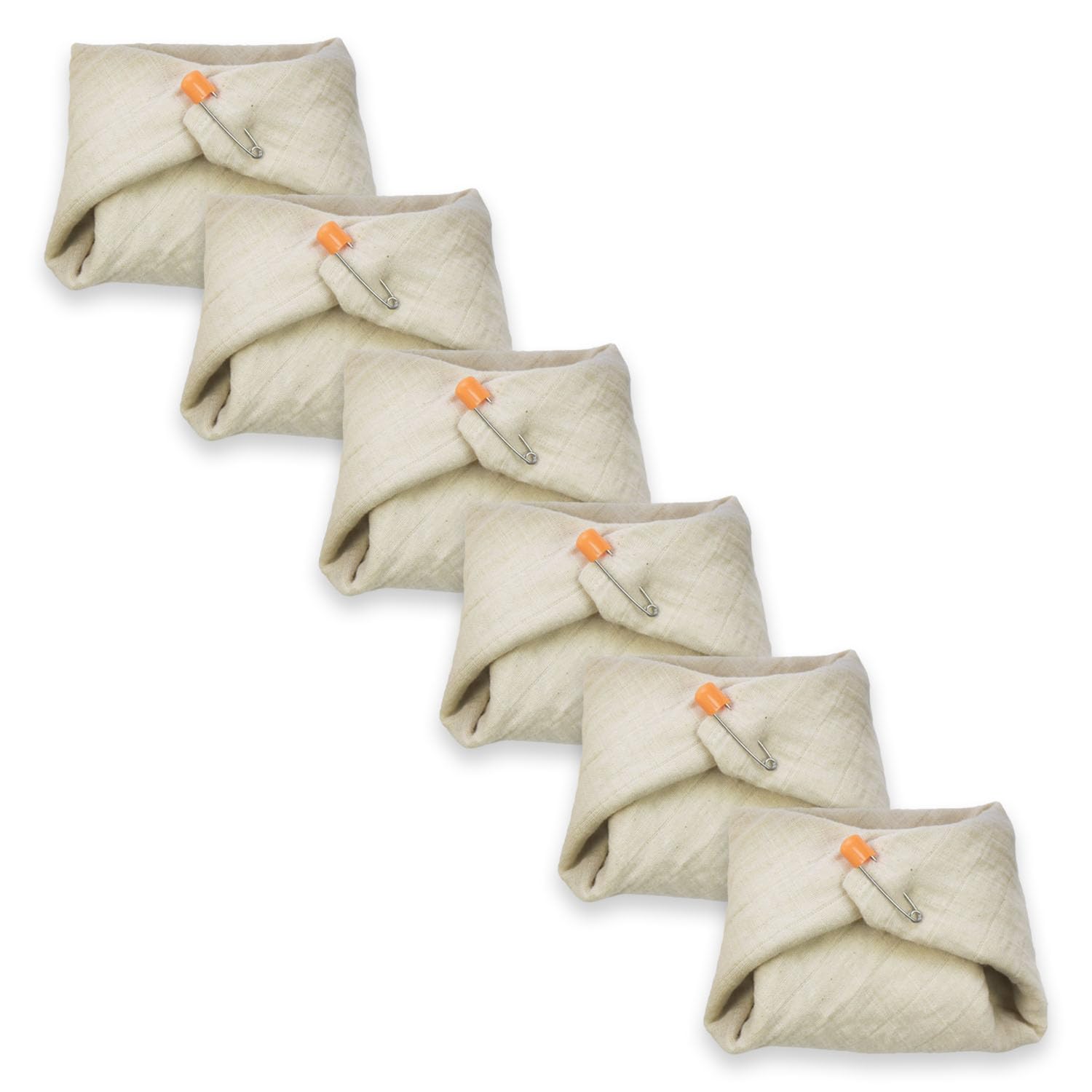 OsoCozy Organic Muslin Flat Cloth Diapers - Made of Ecologically Friendly, Soft, Absorbent, Double Layered 100% Organic Cotton. 6 Pack. Newborn Fits 6-12 Pounds.