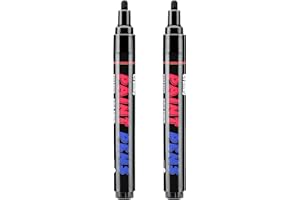 Craiiby Black Paint Pens Paint Markers - 2 Pack Permanent Quick Dry Waterproof Marker Pens for Rocks Wood Fabric Plastic Canvas Glass Mugs Metal Tire Stone