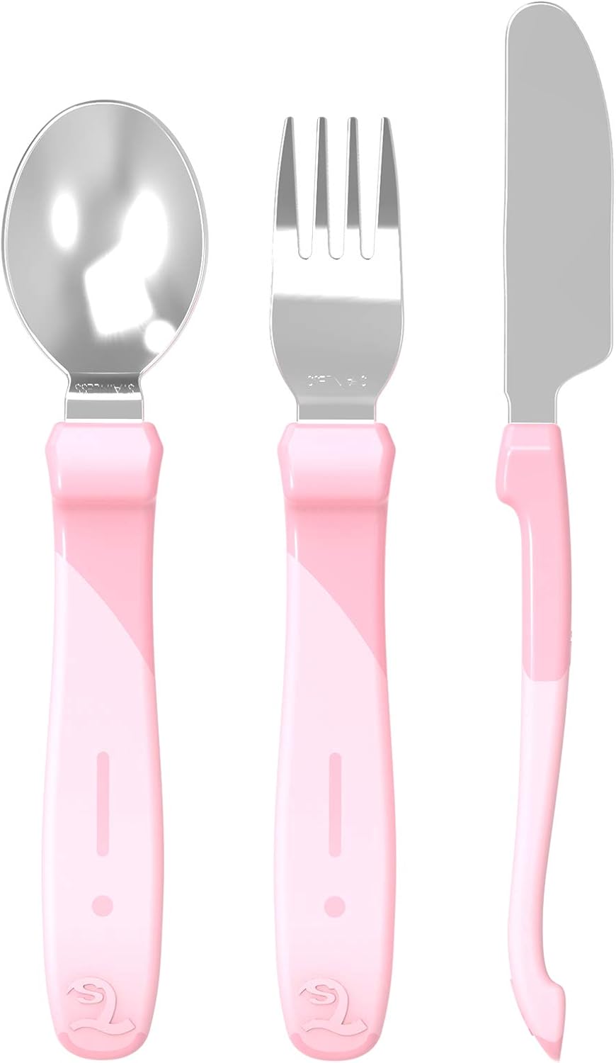 Twistshake Stainless Steel Baby Cutlery Set, Pink
