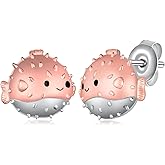 Pufferfish Earrings/Chinchilla Earrings/Avocado Cat Earrings/Fish Earrings 925 Sterling Silver Globefish Earrings Animal Earrings Jewelry Gift for Women