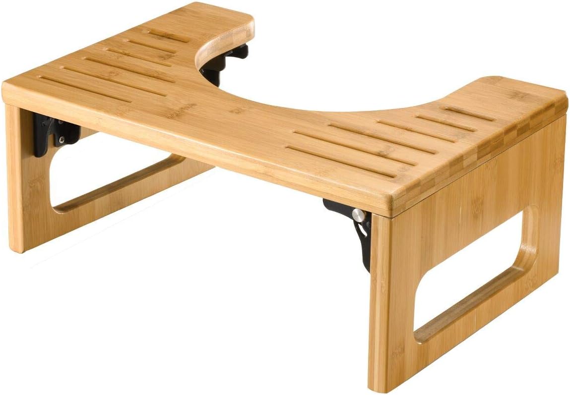 DadyMart Toilet Stool, Bamboo Foldable Squatting Stool for Bathroom, 7 Inches