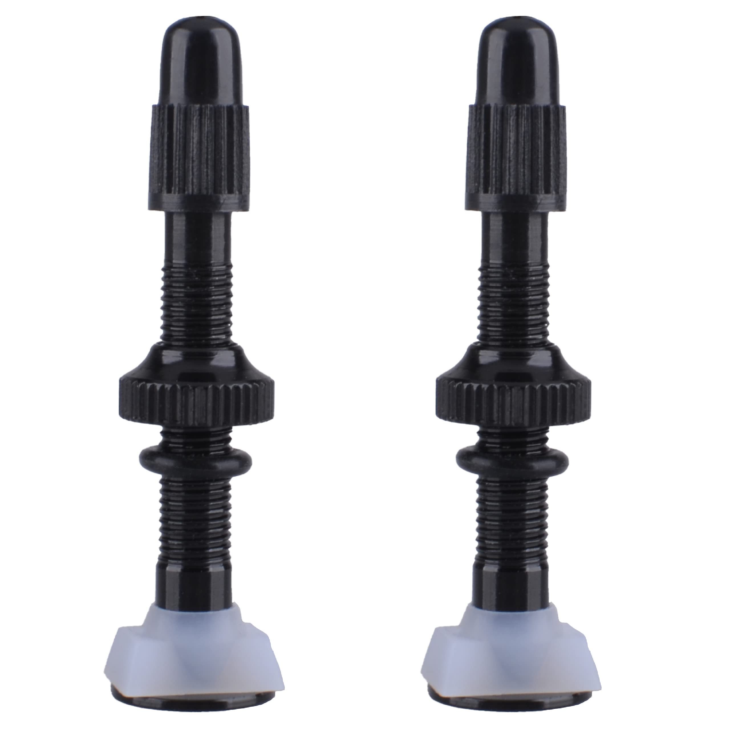 Azarxis Tubeless Presta Valve MTB Stem 40mm / 60mm with Valve Core Cycling Valve Caps for Bicycle Cycling Road Bike Mountain Bike, 1 Pair (Black - 40mm)