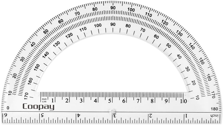 Coopay 24 Pack Plastic Protractors Clear Protractor Student Math Protractor Set 180 Degrees for Angle Measurement, 6 Inches : Office Products
