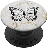Black Butterfly Yellow White PopSockets Adhesive PopGrip